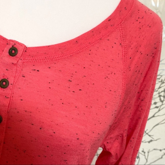 ⚠️ Mossimo dark peach pink black speckled scoop neck long sleeve baseball top ⚠️ - Picture 3 of 7